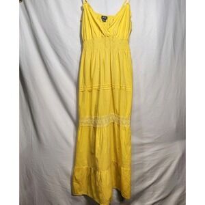 Dots Womens Sun Dress Size Large Yellow Adjustable Straps